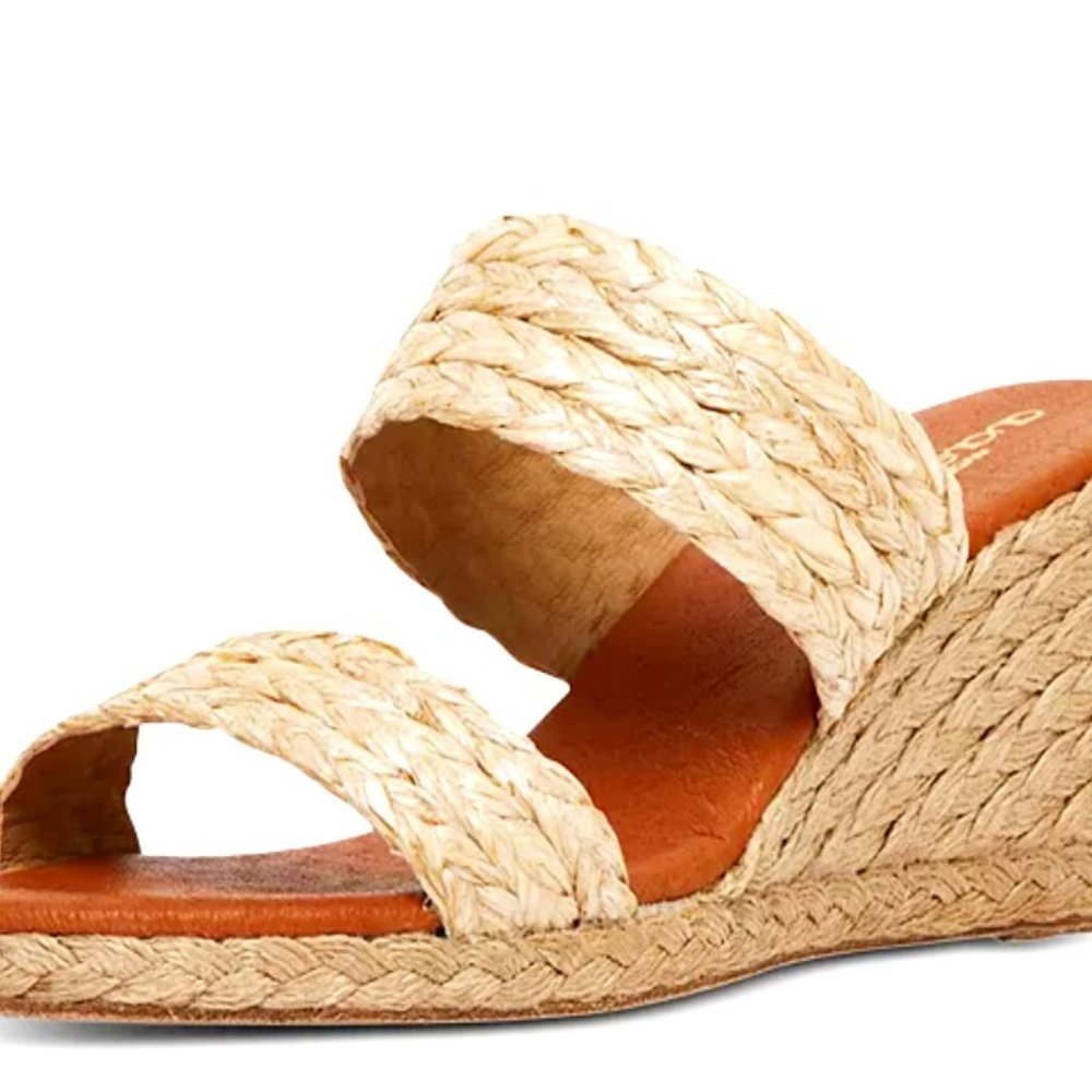 Andre Assous Tan Espadrille Wedge Sandals